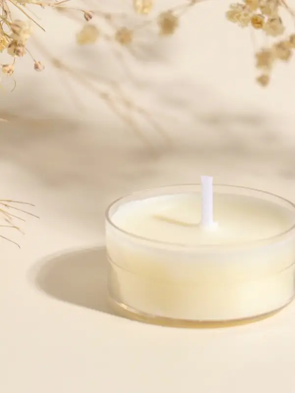 Чайная свеча ароматическая "Круглая" белая, аромат роза 3,8х3,8х1,8 см