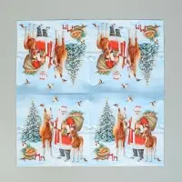 Салфетки бумажные трёхслойные «Дед мороз с друзьями», 33х33, 20шт