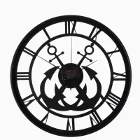 Часы настенные интерьерные &laquo;Якорь&raquo;, бесшумные, плавный ход, d=40 см, металл, чёрные