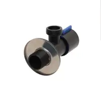 Кран угловой ZEIN engr, 1/2" &times; 1/2", кран-букса латунь/керамика, нерж. сталь, черный/синий