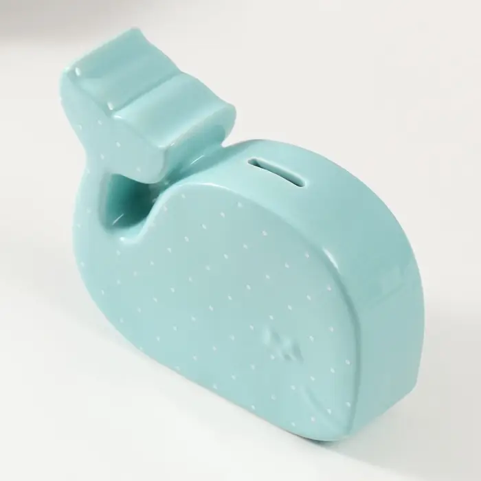 Копилка для денег &laquo;Китёнок в горох&raquo;, керамика, зелёный, 21.5&times;5.2&times;18.2 см