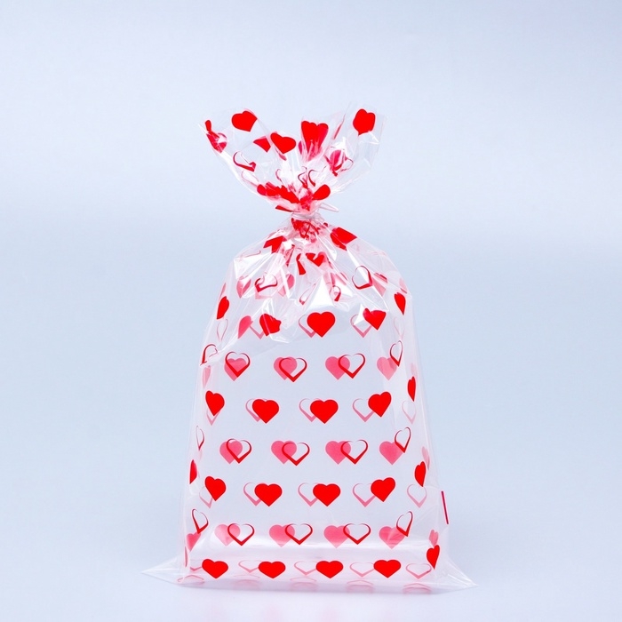 Пакет фасовочный БОПП, Пакет фасовочный БОПП, "Сердца" 20*35 см набор 50 шт
