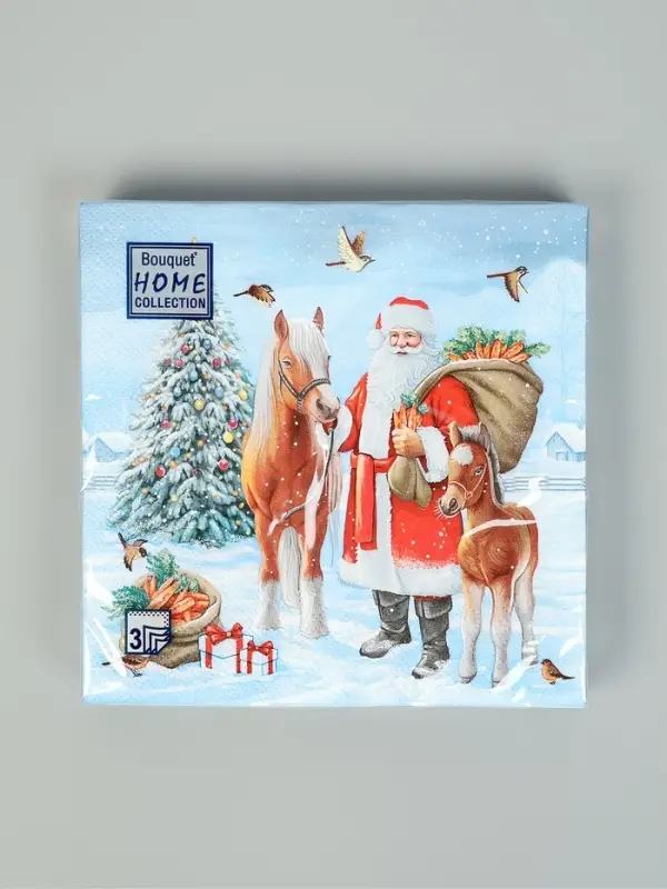 Салфетки бумажные трёхслойные «Дед мороз с друзьями», 33х33, 20шт Салфетки бумажные трёхслойные «Дед мороз с друзьями», 33х33, 20шт