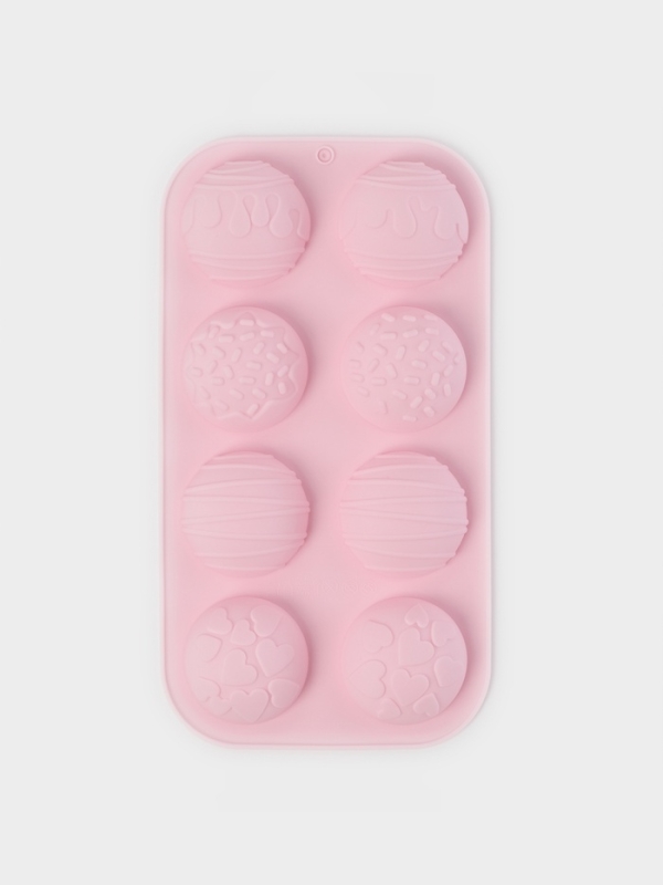 Форма для выпечки Доляна «Ассорти», силикон, 8 ячеек, 26×14×2.5 см (d=5 см), розовая Форма для выпечки Доляна «Ассорти», силикон, 8 ячеек, 26×14×2.5 см (d=5 см), розовая