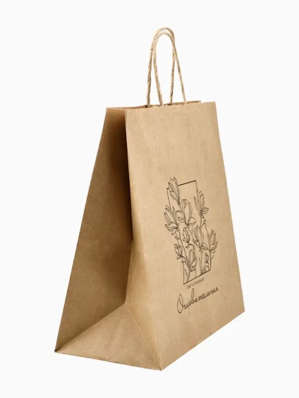 Пакет подарочный крафтовый «Цветочный» 22 х 25 х 12 см