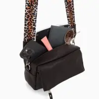 Сумка женская кросс-боди TEXTURA на молнии, 21&times;7&times;13 см, тёмно-коричневая