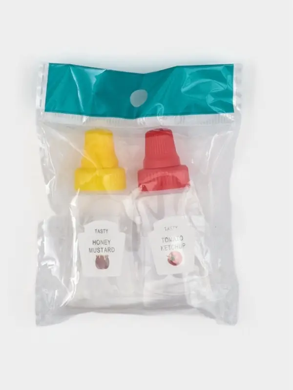 Бутылки для соуса &laquo;Мини&raquo;, набор 2 шт., 24 мл, 7.3&times;3&times;2.2 см, пластик, прозрачные, наклейка МИКС