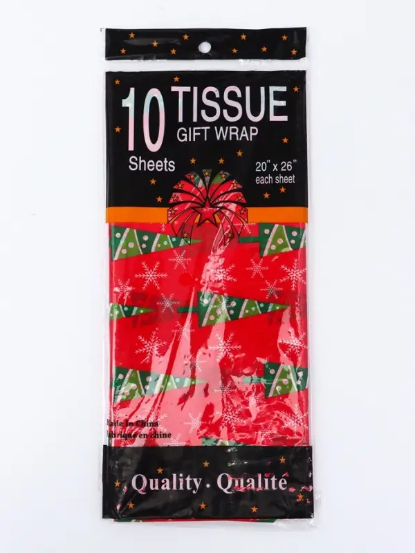 Бумага упаковочная тишью Бумага упаковочная тишью "Зимний лес", красная, 50 х 66 см