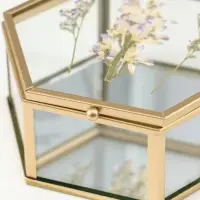 Шкатулка стекло с металлическим каркасом "Сухоцветы" многогранник 11,3х13х5,7 см