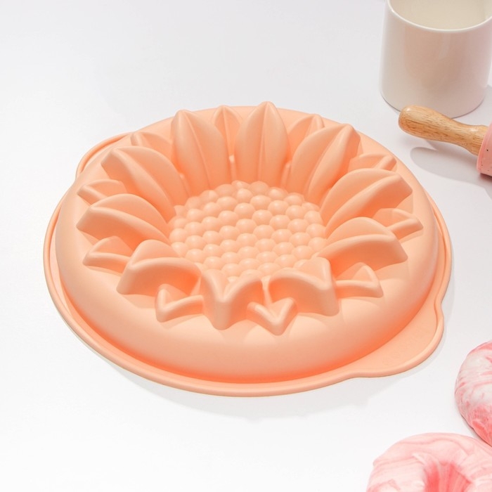 Форма для выпечки Доляна &laquo;Подсолнух&raquo;, силикон, 29&times;6 см, с ручками, цвет МИКС