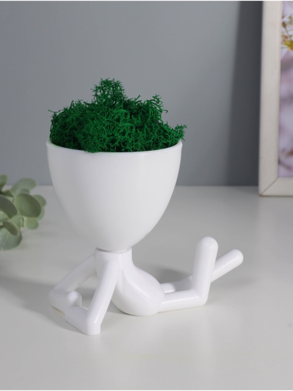 Кашпо пластиковое Кашпо пластиковое "Мистер Грин на лайте" 9,7*12*7,3 см белый