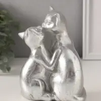 Фигурка полистоун &laquo;Кот с кошкой. Поцелуй&raquo;, серебро, 12&times;7.5&times;16 см