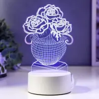 3D-светильник настольный светодиодный RISALUX &laquo;Ваза с цветами&raquo;, LED, RGB, от сети