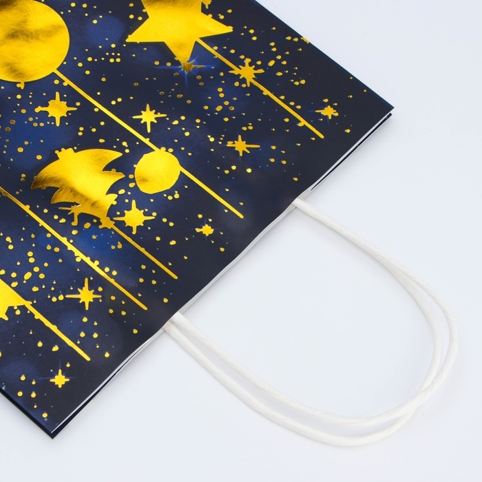 Новый год. Пакет бумажный подарочный новогодний с тиснением, Новый год. Пакет бумажный подарочный новогодний с тиснением, "Ёлочные игрушки" 27 х 21 х 11 см.