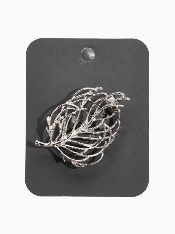 Брошь  Брошь "Лист" веточка, цвет серебро
