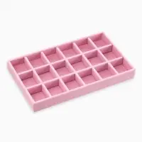 Подставка для украшения QF, 18 ячеек, флок, 21&times;12.3&times;2.5 см, розовая