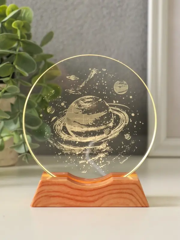Сувенир стекло свет Сувенир стекло свет "Диск. Сатурн" 5хLED d=10 см, USB 10х4х11,4 см