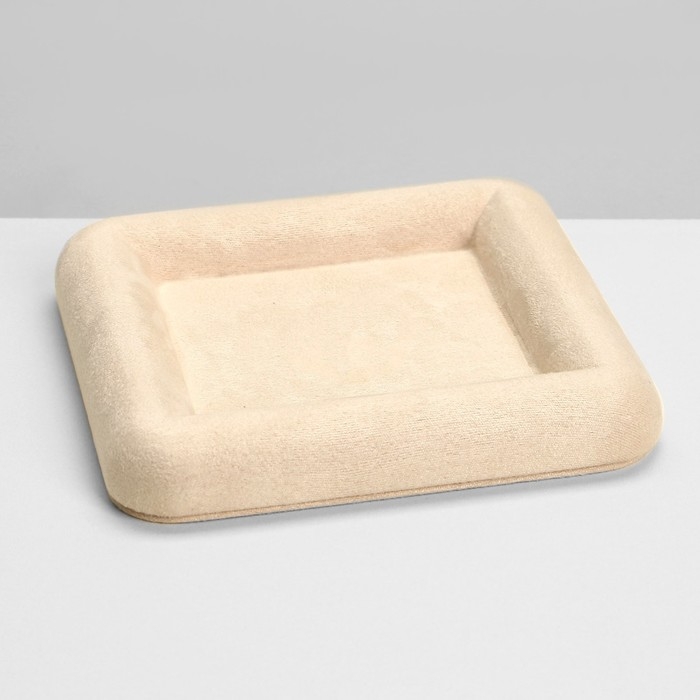 Подставка для украшений универсальная без вставок «Плюш», флок, 12×12×1,8 см, цвет бежевый Подставка для украшений универсальная без вставок «Плюш», флок, 12×12×1,8 см, цвет бежевый