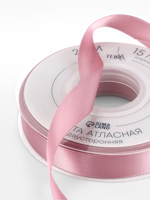 Лента атласная двухсторонняя №165 15мм*25±1м пыльная роза TR Лента атласная двухсторонняя №165 15мм*25±1м пыльная роза TR