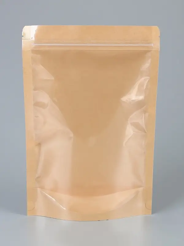 Пакет Zip-lock Крафт с прозрачной стенкой 18&times;26 + 4 см