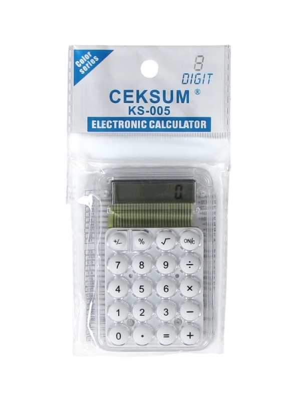 Калькулятор настольный 08-разрядный, KS-005, прозрачный корпус, серые кнопки