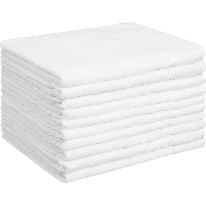 Набор полотенец махровых Luscan/бордюр 380г/м2, 50х90 белый, 10 шт/уп