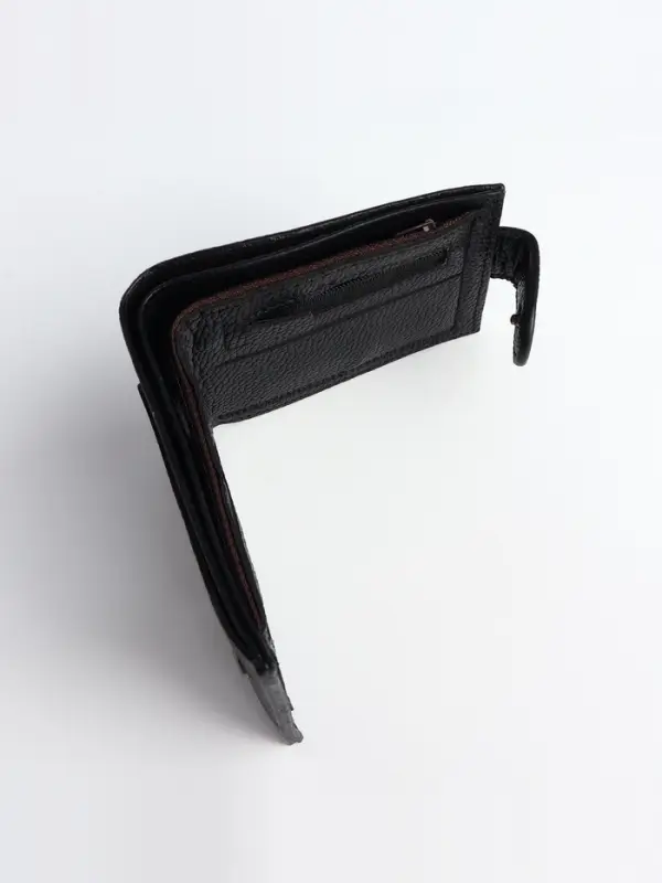 Портмоне мужское на кнопке, отдел для карт, монет, чёрное