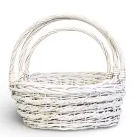 Набор корзин 3 шт ИВА 40x40x17 35х35x13 30х30x11 см ПЛЕТ ручка h=20/18/16 см бел