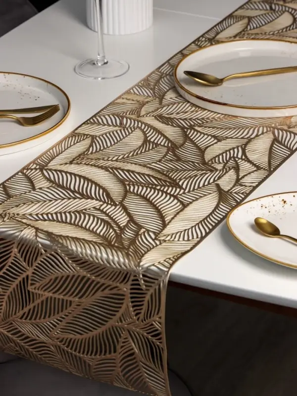 Дорожка на стол Доляна &laquo;Листопад&raquo;, 30&times;150 см, золотая