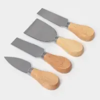 Набор ножей для подачи сыра, 4 шт., на магнитной подставке, 8.5&times;8.5&times;16.5 см, бежевый