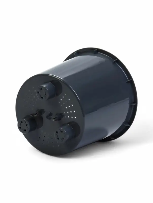 Кашпо со вставкой 2,5 л d15,7 см h15,6см  Кашпо со вставкой 2,5 л d15,7 см h15,6см "Genius" пластик серый