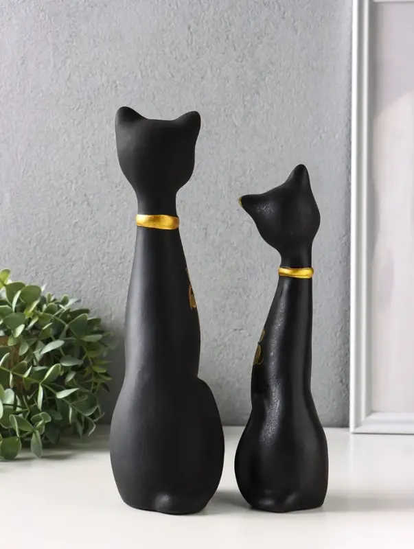 Набор фигур 2 шт. керамика &laquo;Love - коты&raquo;, со стразами, 26 см, чёрный