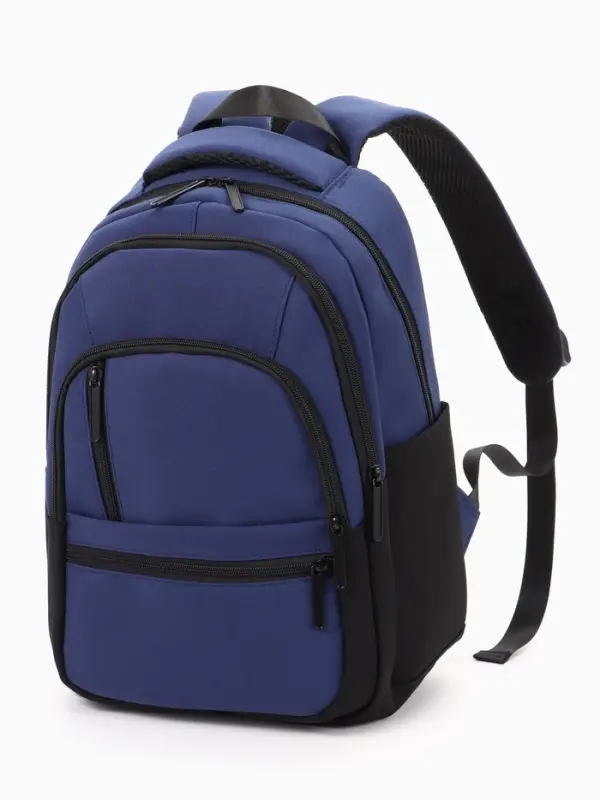 Рюкзак школьный, 2 отделения, 5 карманов, водонепроницаемое дно, 26&times;14&times;39 см, синий