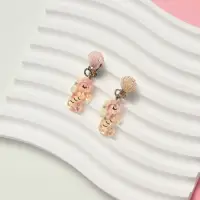 Серьги клипсы детские &laquo;Выбражулька. Морской конек с перламутровой ракушкой&raquo;, розово-белые