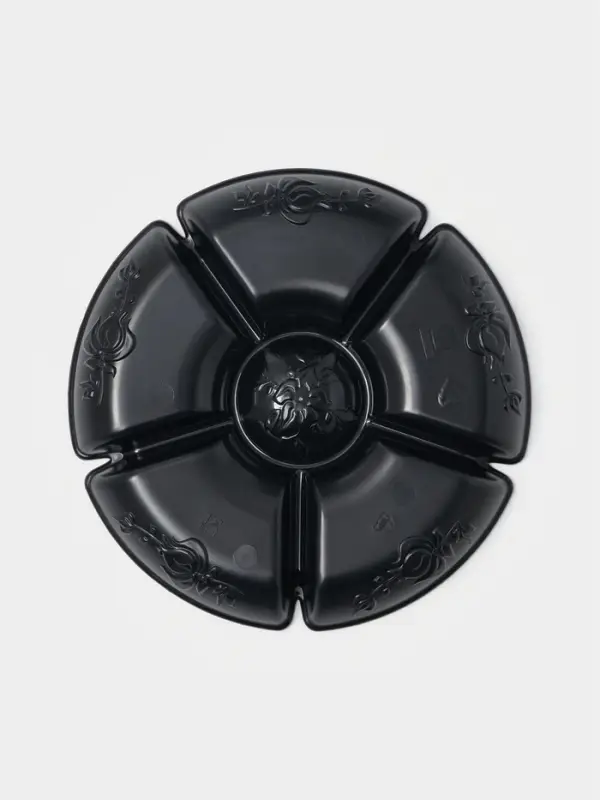 Менажница глубокая, 6 секций, d=28 см, пластик, чёрная