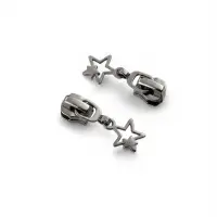 Бегунок для металлической молнии, №5, &laquo;Звёзды&raquo;, 10 шт., цвет чёрный никель