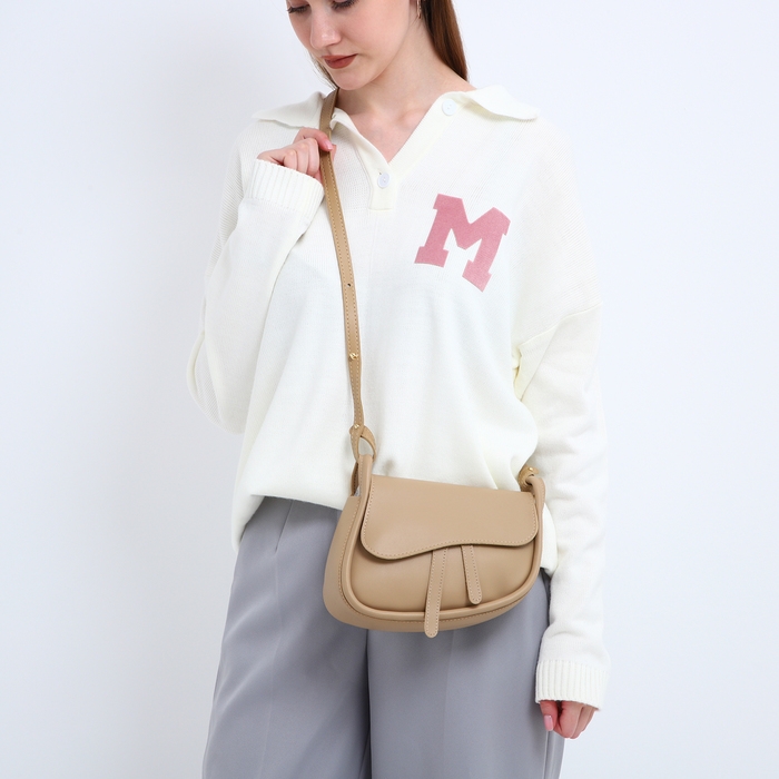 Сумка женская из искусственной кожи, 20×16×8.5 см, бежевая