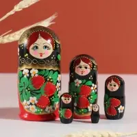Матрёшка дерево &laquo;Анна&raquo;, хохлома, 5-кукольная, 11 см
