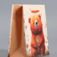 Пакет подарочный "Мишка в поле" ламинированый 11,5 х 14,5 х 6,5 см