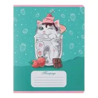 Комплект тетрадей из 10 штук, 18 листов в линию Calligrata "Котятки", обложка мелованная бумага, ВД-лак, блок №2, белизна 75% (серые листы), 5 видов по 2 штуки