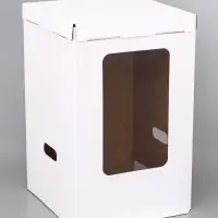 Коробка под торт, белая, с окном, 32.5&times;32.5&times;45 см