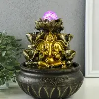 Фонтан настольный с подсветкой &laquo;Ганеша у фонтана с лотосом&raquo;, 16&times;16&times;21 см