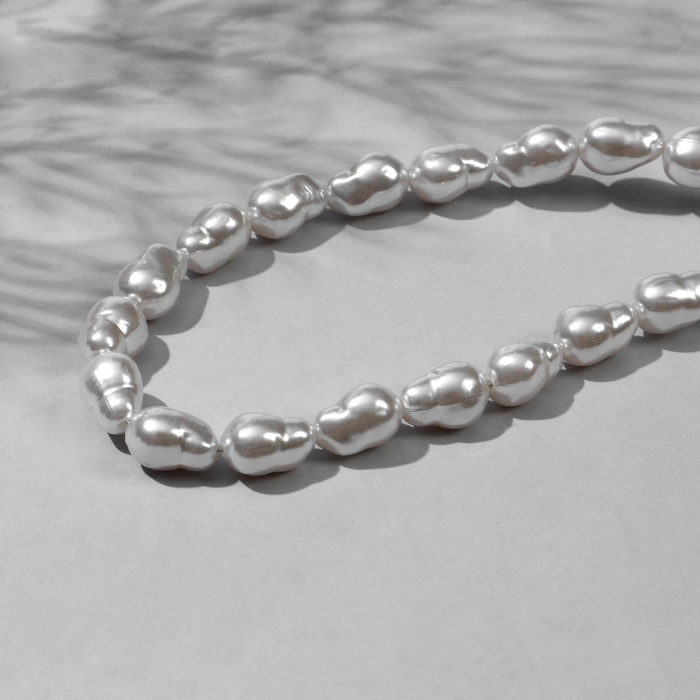 Бусины пластиковые на нити «Жемчуг» 14×10 мм, (набор 80 шт.), цвет белый Бусины пластиковые на нити «Жемчуг» 14×10 мм, (набор 80 шт.), цвет белый