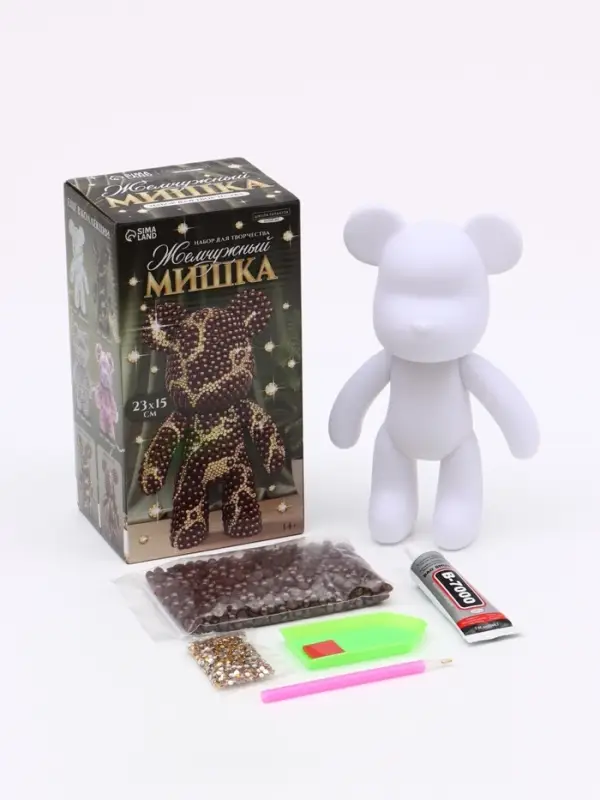 Набор для творчества. Мозаика на фигурке "Жемчужный мишка"