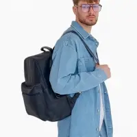 Рюкзак городской TEXTURA на молнии с карманом, размер 30&times;17&times;42 см, тёмно-синий