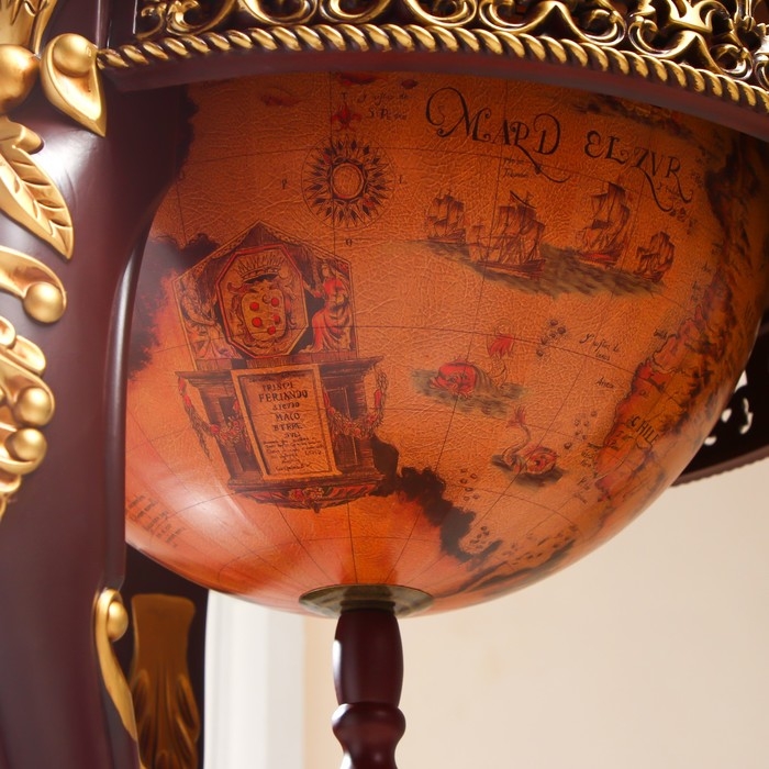 Глобус бар декоративный Глобус бар декоративный "Винтажная карта" узорные ножки 60,4х60,4х104 см