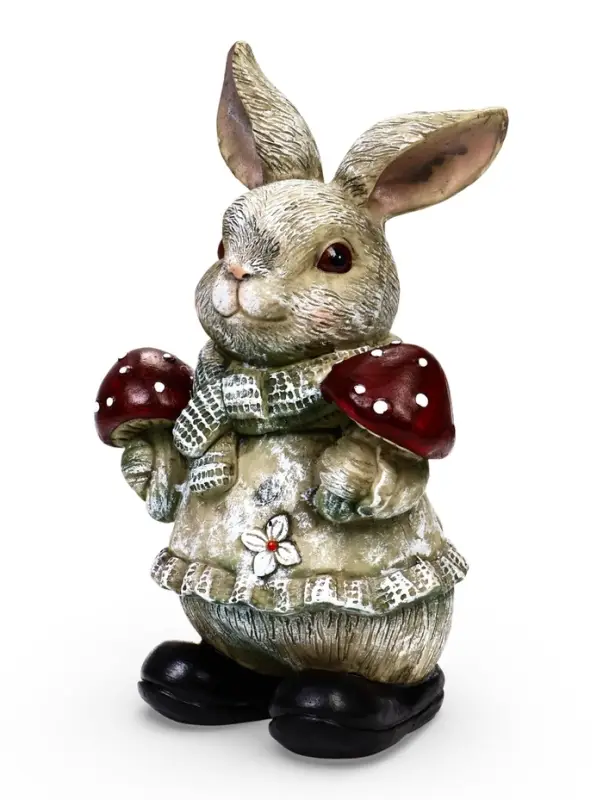 Садовая фигура 26 х 12 х 16 см  "Зайка с грибами"