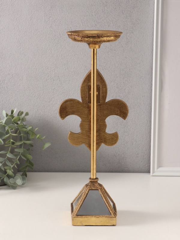 Подсвечник полистоун на 1 свечу Подсвечник полистоун на 1 свечу "Зеркальная геральдическая лилия" 14х11х38,5 см