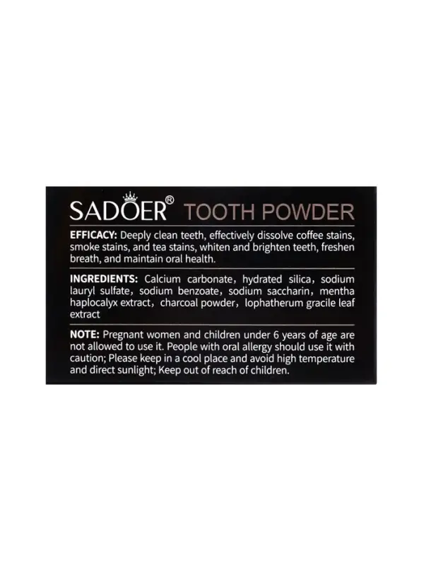 Зубной порошок Sadoer с бамбуковым углём, 60 г