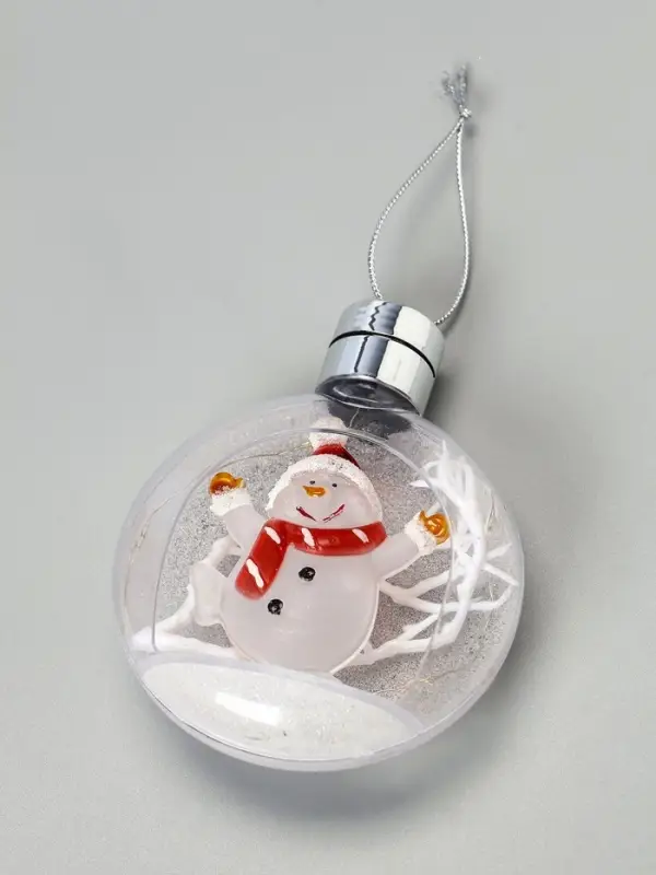Ёлочный шар &laquo;Снеговик&raquo;, 5 LED, от батареек, свечение тёплое белое